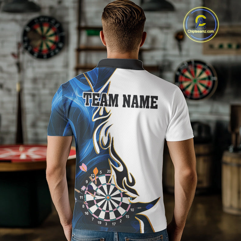 Personalized Blue Flaming Darts Jersey For Men Custom Darts Team Shirts Polo & Quarter Zip TDM4512