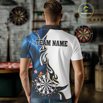 Personalized Blue Flaming Darts Jersey For Men Custom Darts Team Shirts Polo & Quarter Zip TDM4512
