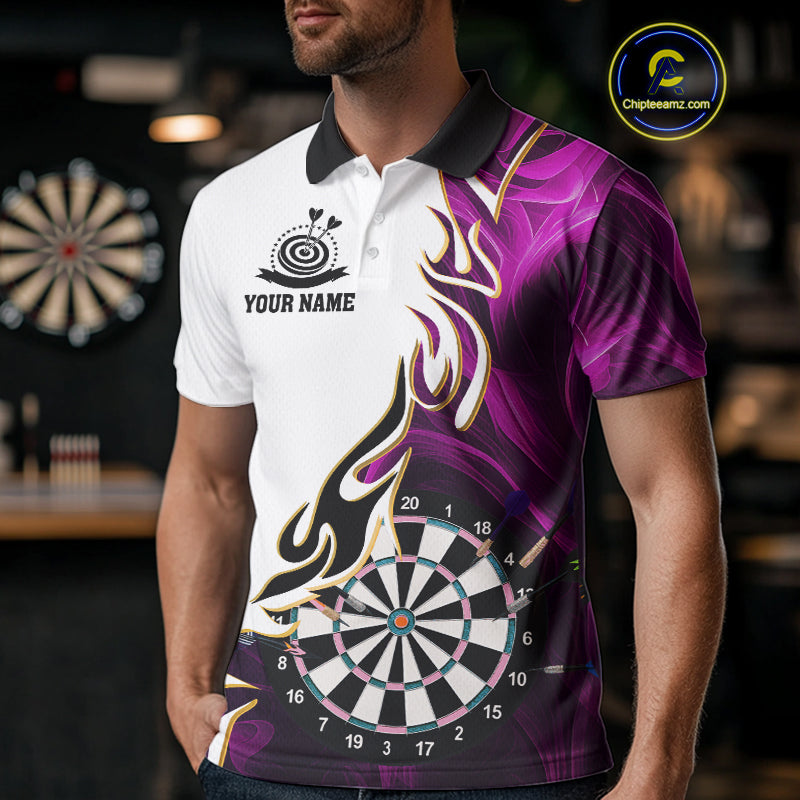 Personalized Purple Flaming Darts Jersey For Men Custom Darts Team Shirts Polo & Quarter Zip TDM4513