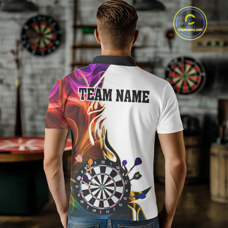 Personalized Colorful Flaming Darts Jersey For Men Custom Darts Team Shirts Polo & Quarter Zip TDM4514