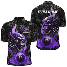 Load image into Gallery viewer, 3D Purple 8 Ball Fire Flame Custom Skull Billiard Shirts For Men Team League Billiard Jerseys TDM2449