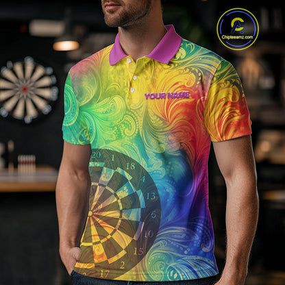 Personalized Funny Colorful Dart Shirt Polo & 1/4 Zip For Men Custom Dart Jerseys Team Outfit TDM3844