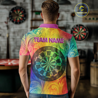 Personalized Funny Colorful Dart Shirt Polo & 1/4 Zip For Men Custom Dart Jerseys Team Outfit TDM3844
