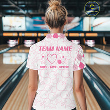 Load image into Gallery viewer, Personalized Pink Argyle Bowling Jersey For Women Custom Bowling Shirt Team Polo &amp; 1/4 Zip TDM6265
