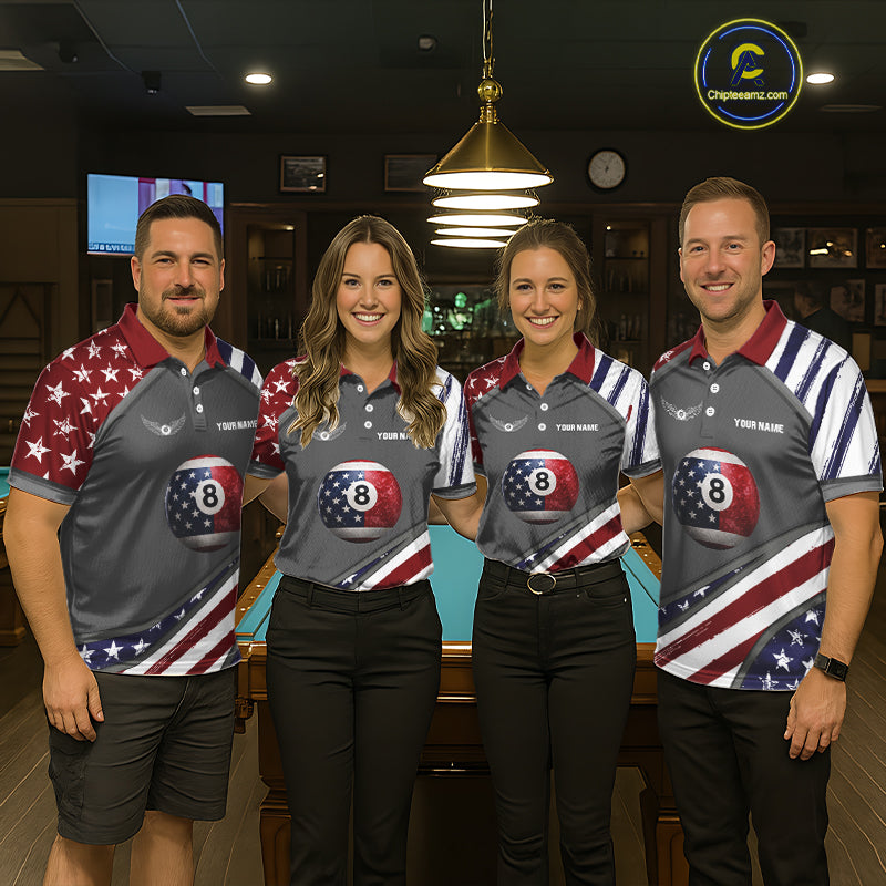 Patrioitc 8 Ball Pool Women Billiard Polo & 1/4-Zip Shirt Personalized Billiard Team Jersey NYN2376