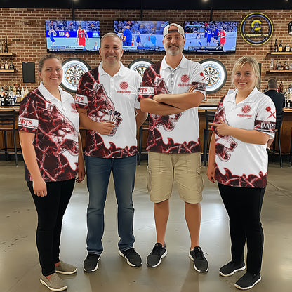Red Thorny Camo Wolf Dart Shirts For Women Custom Camouflage Darts Jersey Team Polo & 1/4 Zip Shirt TDM5666