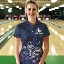 Load image into Gallery viewer, Custom Astronaut Galaxy Funny Bowling Jersey For Women, Bowling Polo &amp; Quarter Zip Team Shirts TDM6273