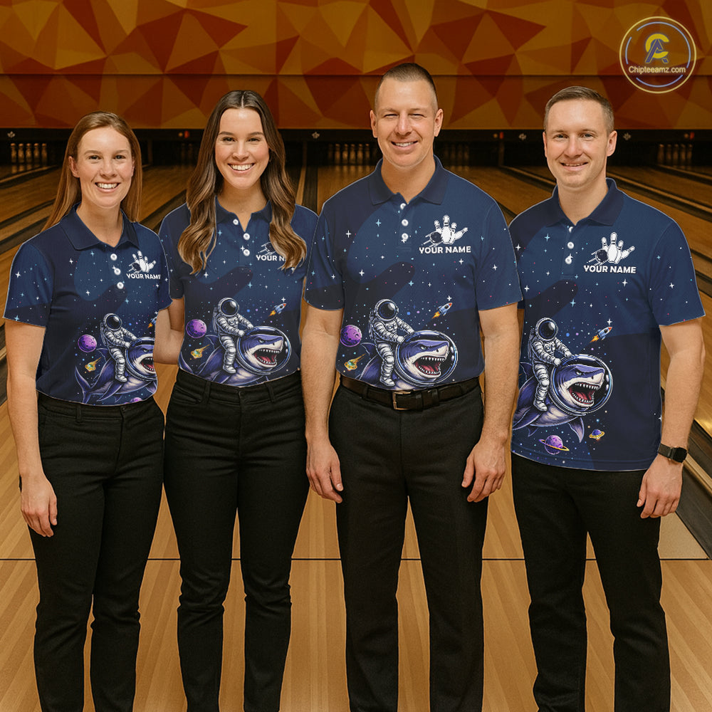 Custom Astronaut Galaxy Funny Bowling Jersey For Men, Bowling Polo & Quarter Zip Team Shirts TDM6273