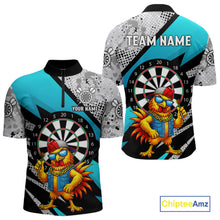 Load image into Gallery viewer, Personalized Rooster Funny Darts Shirt For Men Custom Darts Team Jersey Polo &amp; 1/4 Zip |Blue TDM6279