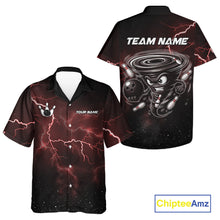 Load image into Gallery viewer, Red Funny Thunder Lightning Tornado Bowling Hawaiian Shirt Custom Bowling Jersey Team Men &amp; Women TDM5393