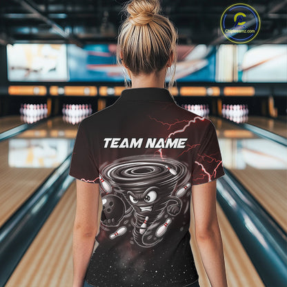 Personalized Thunder Lightning Tornado Funny Bowling Shirt For Women Custom Bowling Team Jersey |Red TDM5393