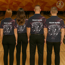 Load image into Gallery viewer, Personalized Thunder Lightning Tornado Funny Bowling Shirt For Men Custom Bowling Team Jersey |Red TDM5393