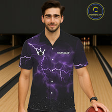 Load image into Gallery viewer, Purple Funny Thunder Lightning Tornado Bowling Hawaiian Shirt Custom Bowling Jersey Team Men &amp; Women TDM5394