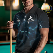 Load image into Gallery viewer, Blue Funny Tornado 8 Ball Pool Billiard Shirt For Men Custom Thunder Lightning Billiard Team Jersey TDM5396