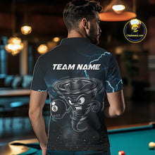 Load image into Gallery viewer, Blue Funny Tornado 8 Ball Pool Billiard Shirt For Men Custom Thunder Lightning Billiard Team Jersey TDM5396