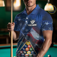 Load image into Gallery viewer, American Flag Blue Galaxy Billiard Shirt For Men Custom 8 Ball Pool Team Jersey Polo &amp; 1/4 Zip TDM5885