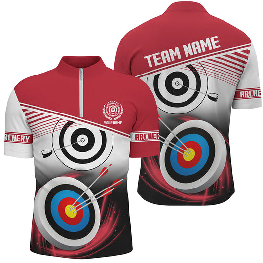 Personalized Name Archery Quarter-Zip Shirts For Men Custom Red Archery 3d Target Shirts TDM0528