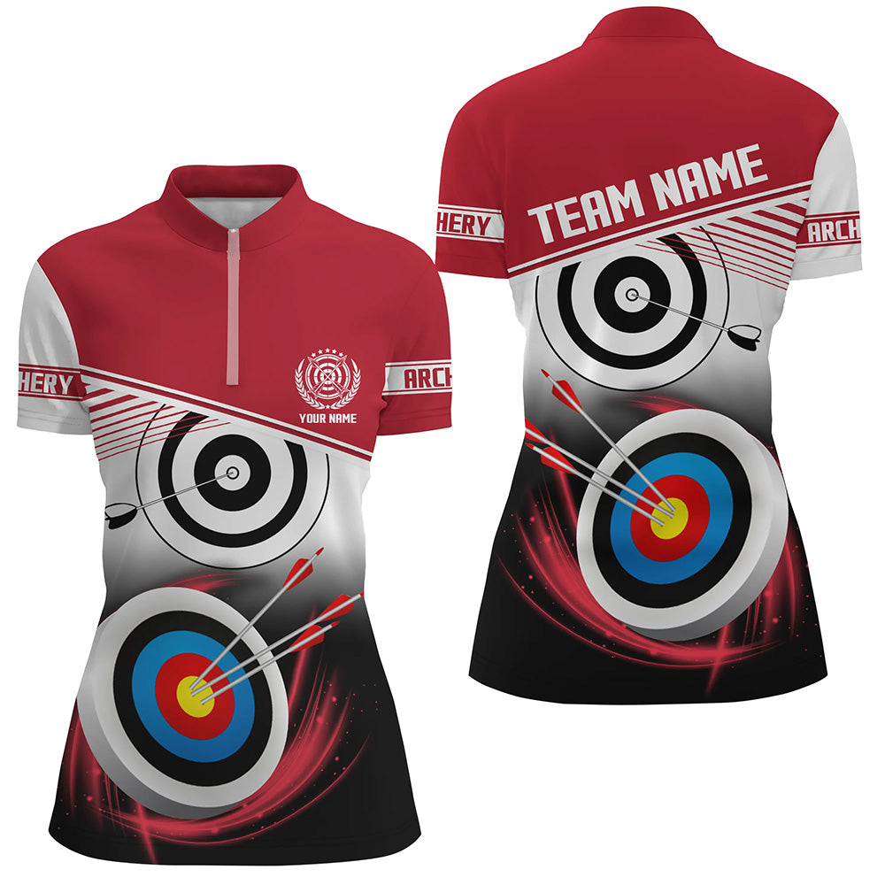 Personalized Name Archery Quarter-Zip Shirts For Women Custom Red Archery 3d Target Shirts TDM0528