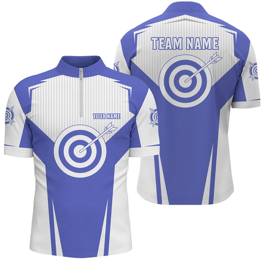 Blue Archery Jerseys Men Quarter-Zip Shirts Custom Team Name Archery Uniform Jerseys TDM0707