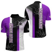 Load image into Gallery viewer, Personalized Black Purple Billiard Polo &amp; 1/4 Zip For Men Custom 8 Ball Pool Billiard Team Jersey TDM3690