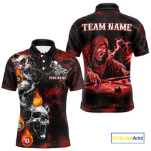 Load image into Gallery viewer, Personalized Red Smoke Skull Billiard Shirts For Men Custom Grim Reaper Billiard Jerseys TDM3869