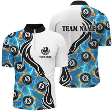 Load image into Gallery viewer, Blue 8 Ball Pool Fire Thunder Lightning Custom Billiard Shirts For Men Team League Billiard Jerseys TDM1782