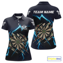 Load image into Gallery viewer, Personalized Thunder Lightning Dark Navy Darts Shirt For Women Custom Funny Darts Team Jerseys TDM4336