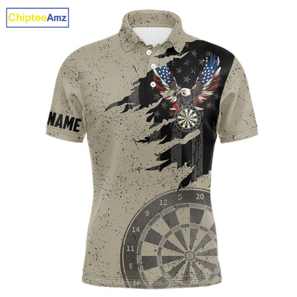 Eagle Retro American Flag Patriotic Darts Shirts For Men Custom Darts League Team Jersey TDM7189