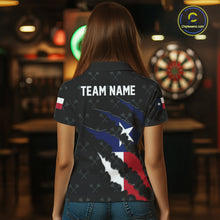 Load image into Gallery viewer, Personalized Texas Flag Darts Pattern Polo &amp; 1/4 Zip For Women Custom Texas Darts Team Jerseys TDM5418
