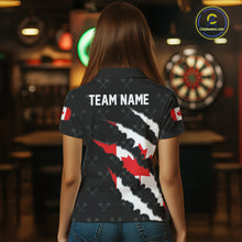 Load image into Gallery viewer, Personalized Canada Flag Darts Pattern Polo &amp; 1/4 Zip For Women Custom Canadian Darts Team Jerseys TDM5419
