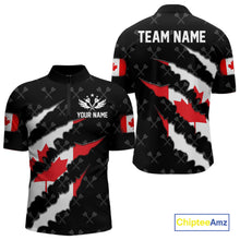 Load image into Gallery viewer, Personalized Canada Flag Darts Pattern Polo &amp; 1/4 Zip For Men Custom Canadian Darts Team Jerseys TDM5419