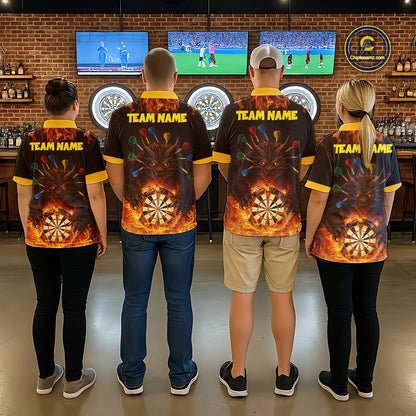 Personalized Dragon Flame Lion Darts Shirt For Women Custom Darts Jersey Team Polo & Quarter Zip TDM6313