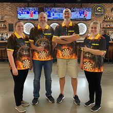 Load image into Gallery viewer, Personalized Fire Flame Wolf Darts Shirt For Men Custom Darts Jersey Team Polo &amp; Quarter Zip TDM6314