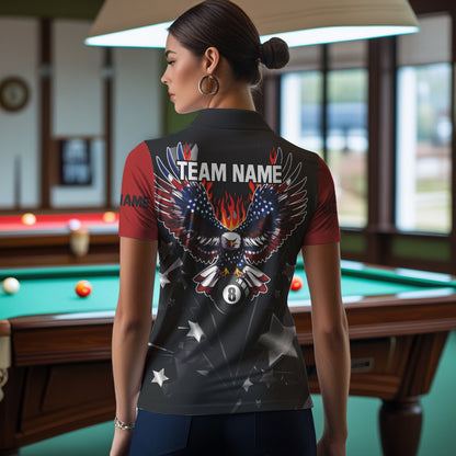 Personalized Eagle American Fire Flame Women Billiard Shirts Custom Patriotic Billiard Pool Jerseys TDM2726