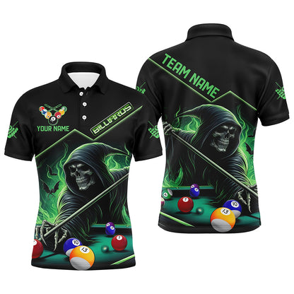 Funny Green Grim Reaper Play Pool Custom 3D Printed Billiard Shirts For Men Billiard Jerseys TDM2967
