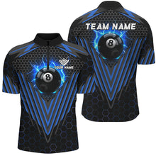 Load image into Gallery viewer, Personalized Blue 8 Ball Pool Lightning Custom Billiard Shirts For Men, Team League Billiard Jersey TDM1808
