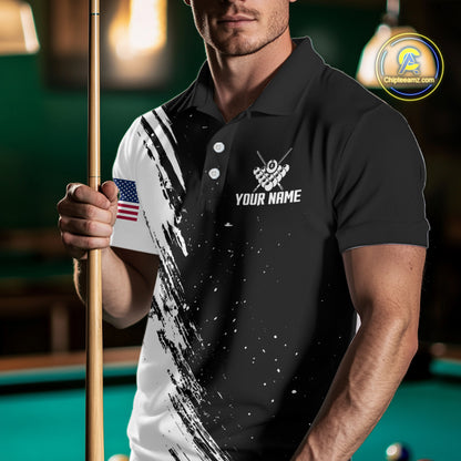 Black And White 8 Ball Billiard Pool Shirts For Men Custom Billiard Tournament Team Jersey TDM7236