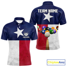 Load image into Gallery viewer, Personalized Vintage Texas Flag Billiard Shirt For Men, Patriotic Pool Team Jersey Polo &amp; 1/4 Zip TDM6331