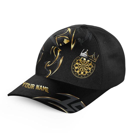 Black And Gold Dartboard Crown Darts Hat Custom 3D Darts Baseball Cap For Player, Darts Gifts TDM4193