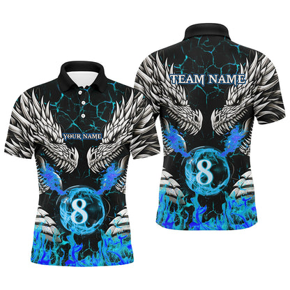 Personalized Dragon Blue Flaming 8 Ball Pool Men Billiard Shirt Team League Billiard Jerseys TDM3231