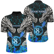 Load image into Gallery viewer, Personalized Dragon Blue Flaming 8 Ball Pool Men Billiard Shirt Team League Billiard Jerseys TDM3231