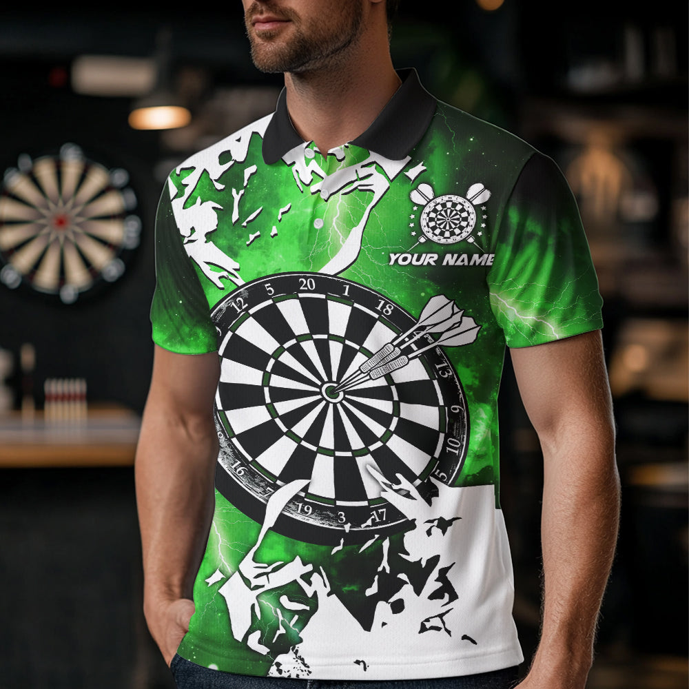 Lightning Grunge Dartboard Custom 3D Printed Darts Shirts For Men, Darts Team Jerseys |Green TDM3723