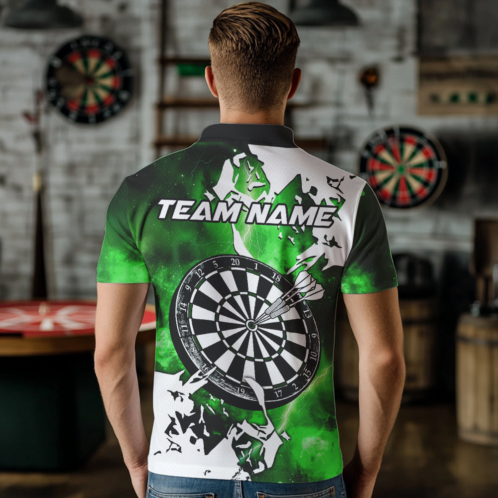 Lightning Grunge Dartboard Custom 3D Printed Darts Shirts For Men, Darts Team Jerseys |Green TDM3723