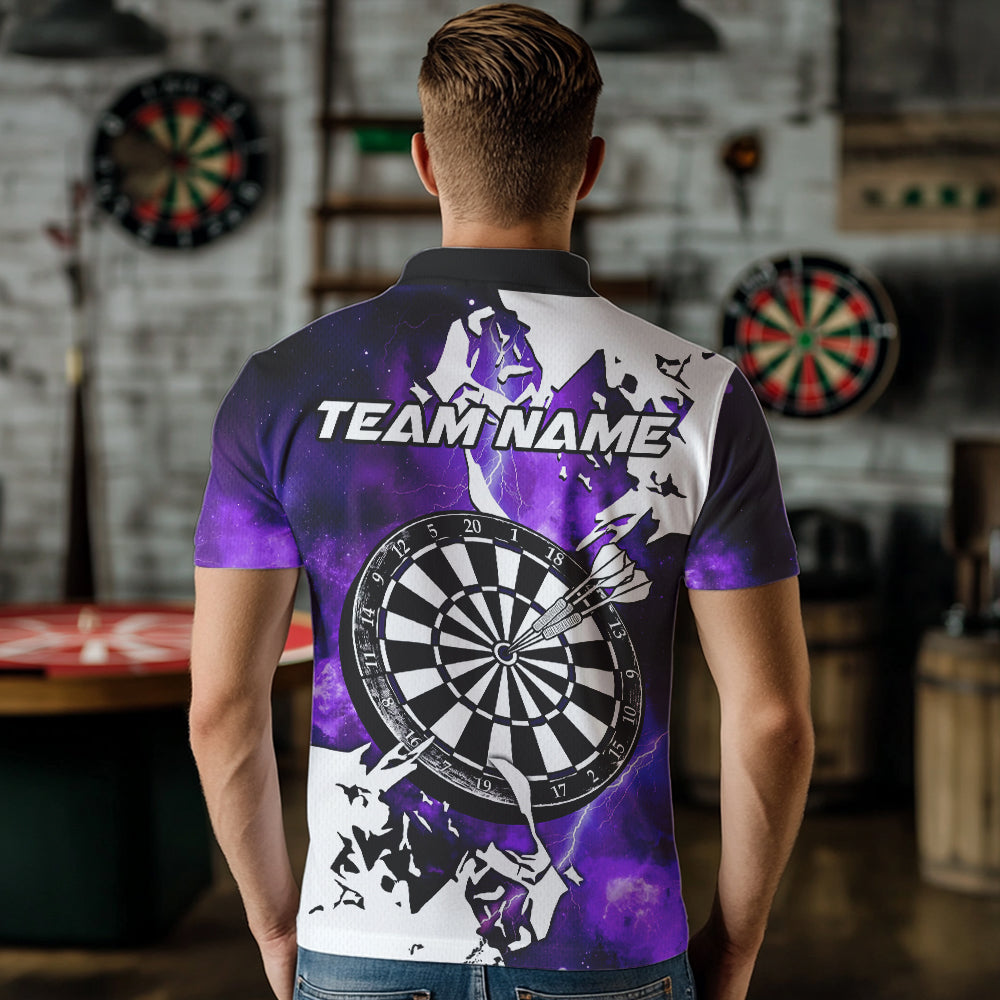 Lightning Grunge Dartboard Custom 3D Printed Darts Shirts For Men, Darts Team Jerseys |Purple TDM3724