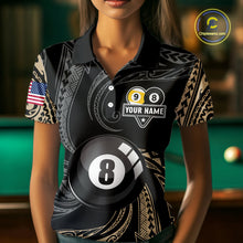 Load image into Gallery viewer, Personalized 8 Ball 9 Ball Tribal Billiard Shirt For Women Custom Pool Team Jersey Polo &amp; 1/4 Zip TDM6335