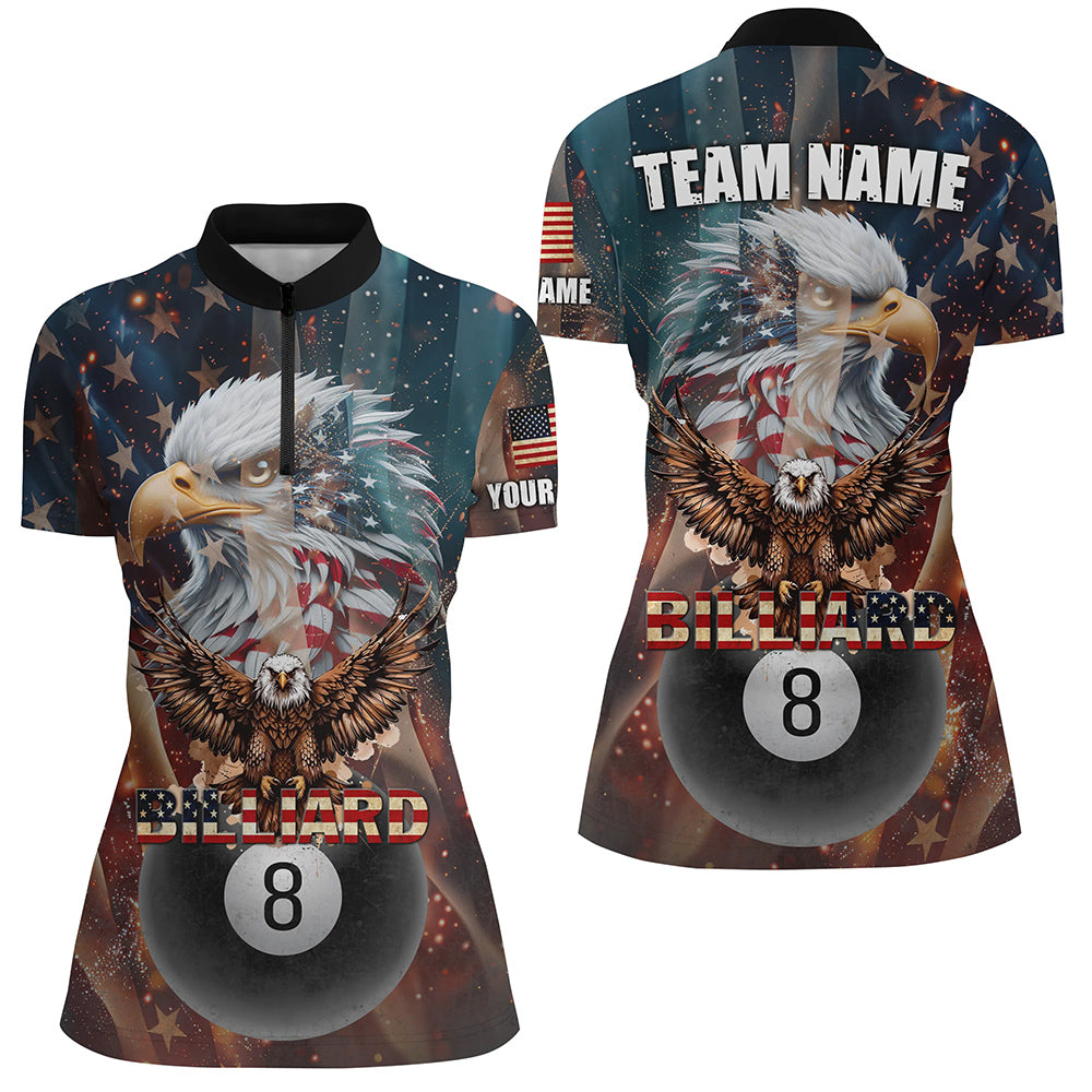 American Flag Billiard 8 Ball Pool Custom Eagle Billiard Shirt For Women, Patriotic Billiard Jersey TDM1827