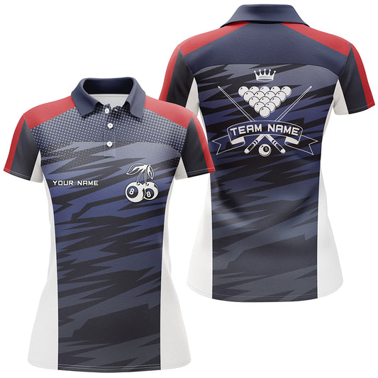 Personalized 8 Ball Pool Polo Shirts For Women Custom Billiards Tee Shirts Jerseys For Player TDM0573