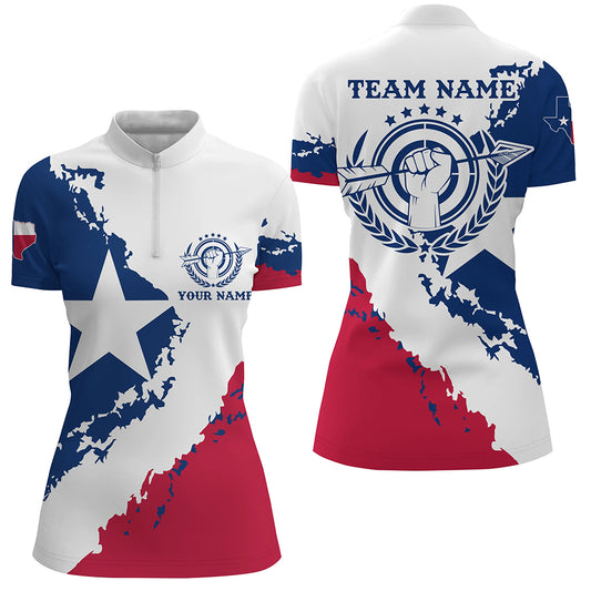 Personalized Texas Archery Women Quarter-Zip Shirts Custom Texas Flag Shirts For Archer TDM0579