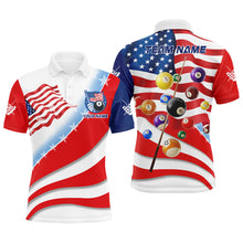 Load image into Gallery viewer, Personalized 3D Billiard Balls American Flag Pool Shirts For Men, Patriotic Billiard Team Jerseys TDM2028