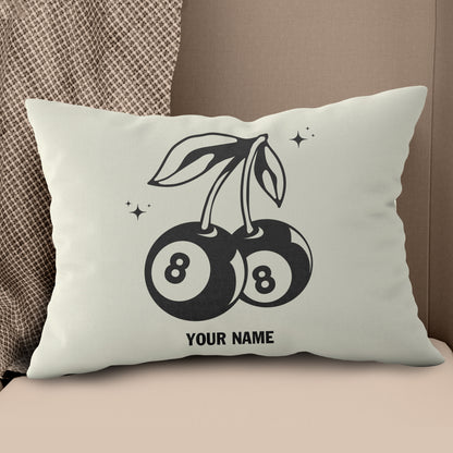Personalized 8 Ball Cherry Billiards Pillows Custom Beige White Pillow TDM0742